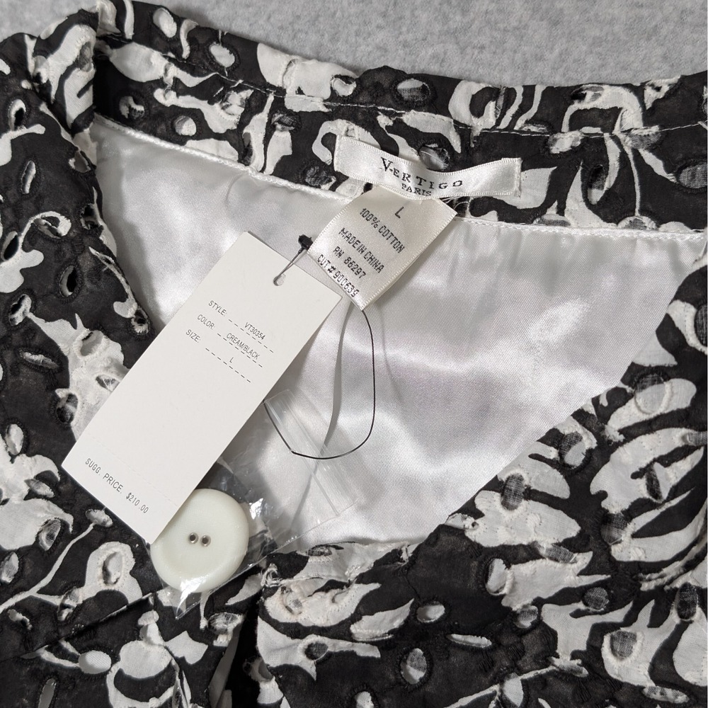 Vertigo Paris Bolero Jacket Womens Large Lined Floral Eyelet MSRP$210 - Picture 3 of 6